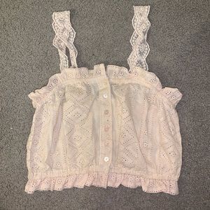 lace button up tank top